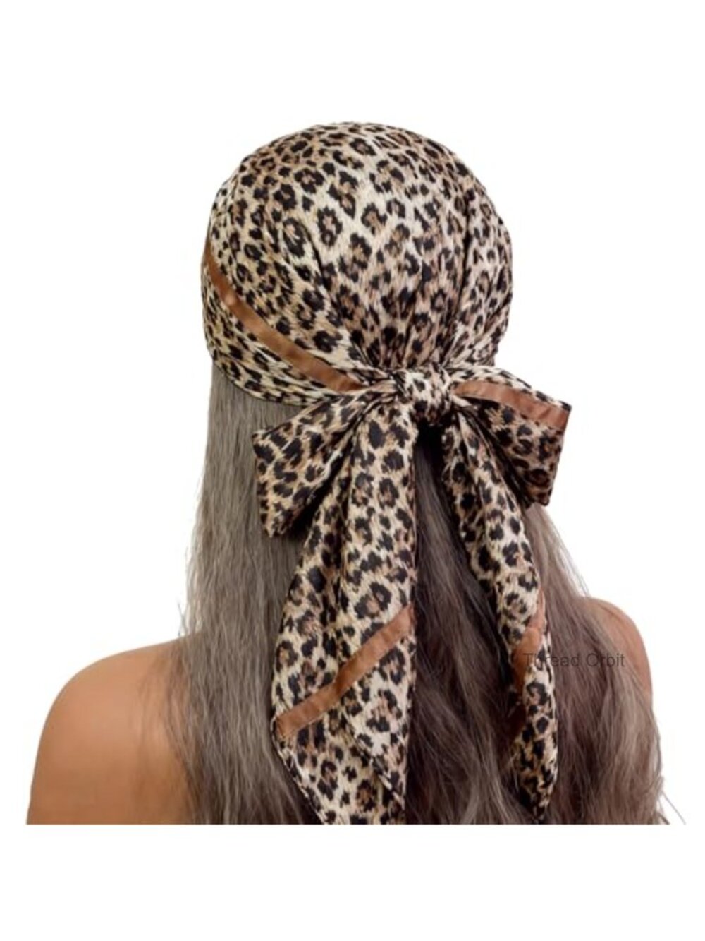 Satin Leopard Print Head Scarf 35x35 Large Square Hair Wrap